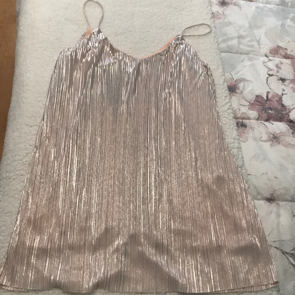 Pink metallic pleated dress (Never Worn)